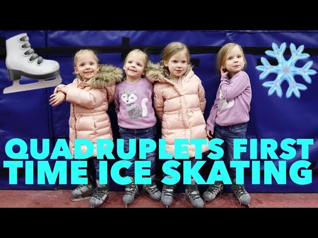 QUADRUPLETS FIRST TIME ICE SKATING-WHO LOVED IT AND WHO DIDN'T?