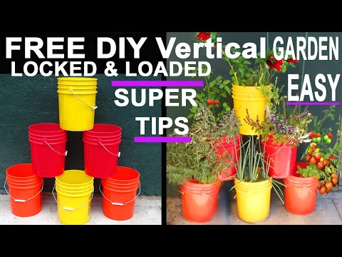 Grow Lots of Tomatoes & Peppers, Bucket Vertical Gardening-How to Grow a Container Garden Patio Deck