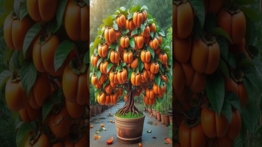 easy to growing persimmon trees from fruit to harvest more #satisfying #gardening #shorts